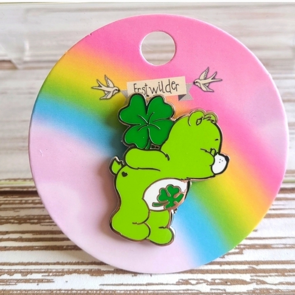 ⚡️RARE⚡️ ERSTWILDER x CARE BEARS Lucky Charm Bear Pin *BRAND NEW*